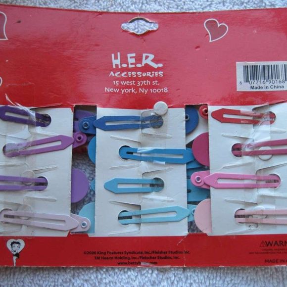 24 Colorful Betty Boop Snap Hair Clips Plastic Decorative Figures Sparkly Star - Picture 10 of 12